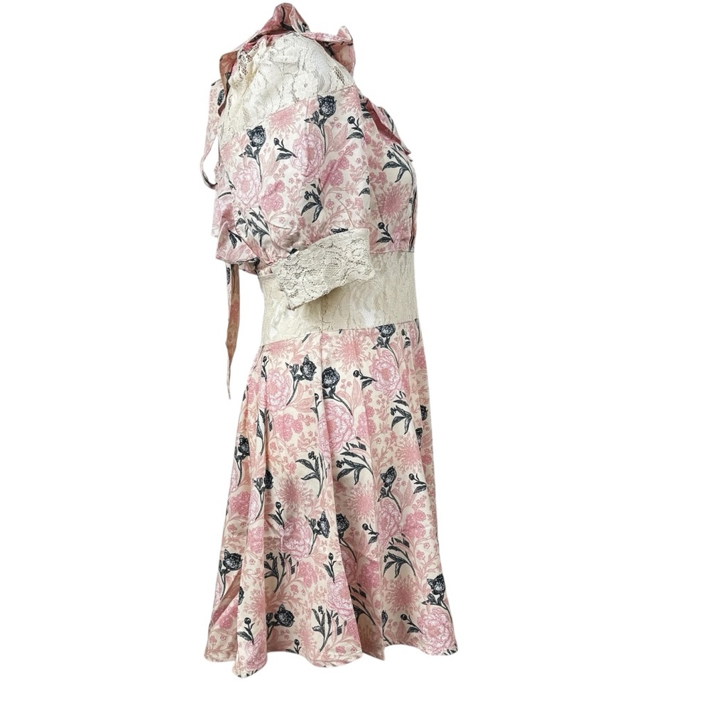 NWT Alamia Floral Lace Cream & Pink Mini Dress Boutique Romantic Coquette Girly - Picture 14 of 16